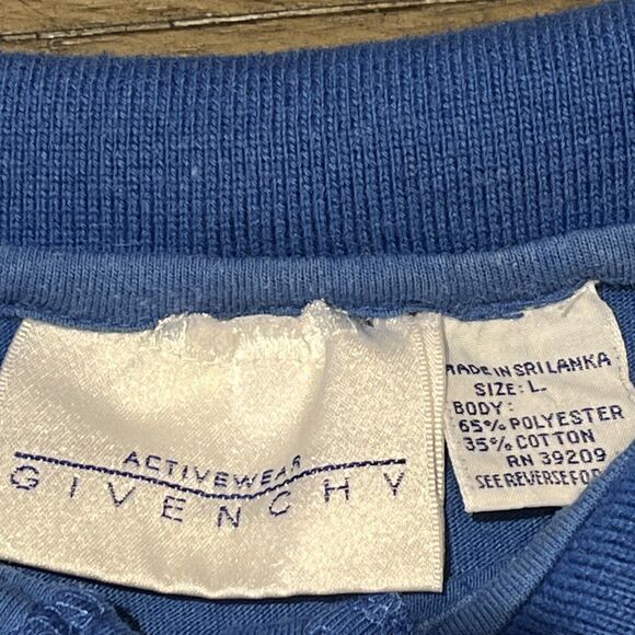 Vintage 1990s Givenchy Activewear Polo Shirt Size Large Striped Blue Collared - Picture 6 of 8